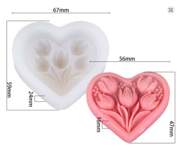 Molde corazon de tulipanes (Día de las madres)